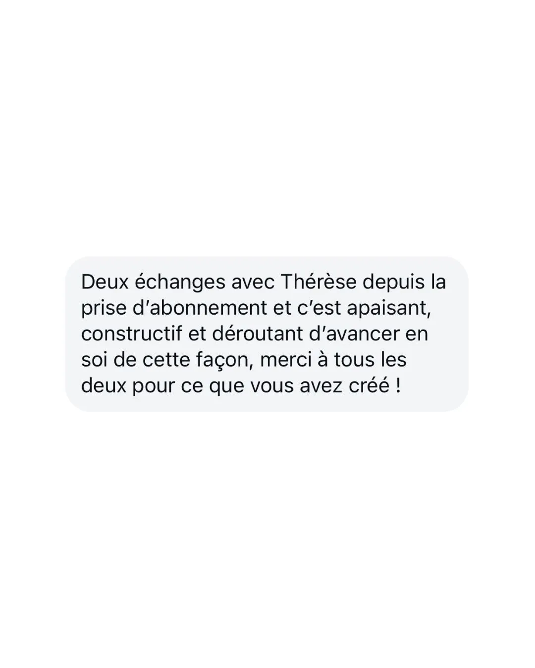 Message reçu d'une utilisatrice de Thérèse